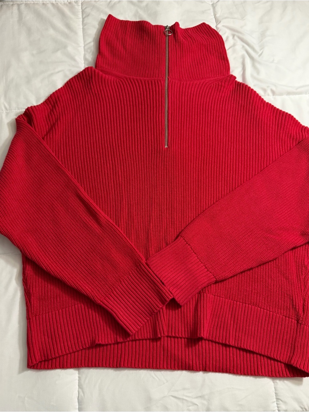 GAP Red Ribbed Half-Zip Turtleneck Sweater
